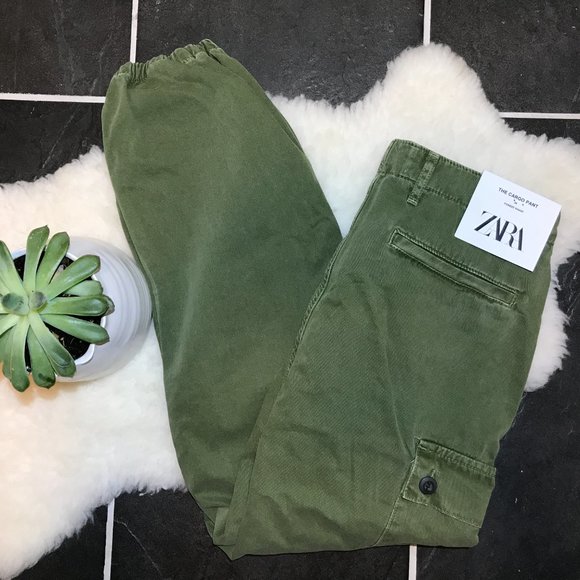 ZARA The Cargo Pant in Forest Khaki sz 4 NWT - Picture 2 of 7